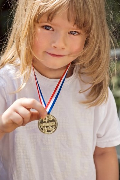 girl with medal